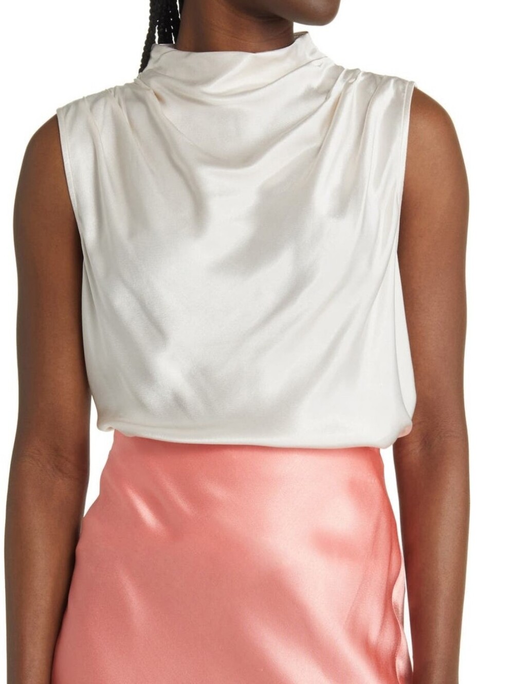 Rails Kaleen Satin Sleeveless Mock Neck Top in Ivory - Picture 3 of 6